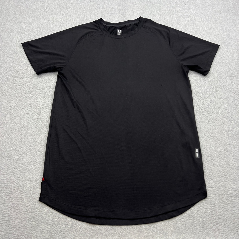 ASRV T-Shirt Mens Medium Black Curved Hem Raglan Sleeve DSG-0660 Gym Crew Tee